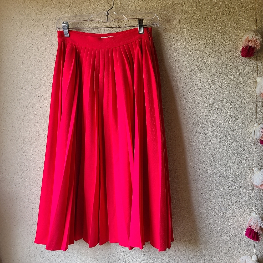 Kate Spade Pleated Neon Pink Midi Skirt Women's Size 2
